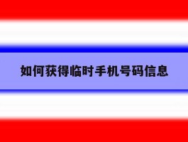 如何获得临时手机号码信息