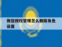 微信授权管理怎么删除角色设置
