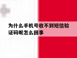 为什么手机号收不到短信验证码呢怎么回事