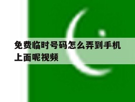 免费临时号码怎么弄到手机上面呢视频