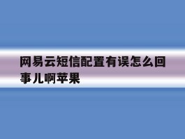 网易云短信配置有误怎么回事儿啊苹果