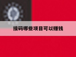 接码哪些项目可以赚钱