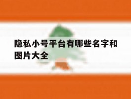 包含隐私小号平台有哪些名字和图片大全的词条