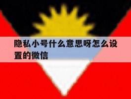 隐私小号什么意思呀怎么设置的微信