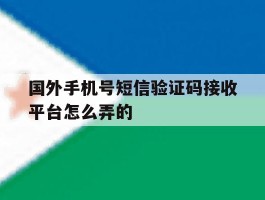 国外手机号短信验证码接收平台怎么弄的