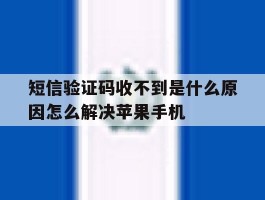 短信验证码收不到是什么原因怎么解决苹果手机的简单介绍