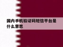国内手机验证码短信平台是什么意思