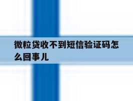 微粒贷收不到短信验证码怎么回事儿