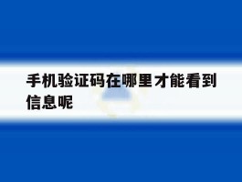 手机验证码在哪里才能看到信息呢