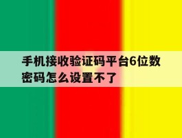 手机接收验证码平台6位数密码怎么设置不了