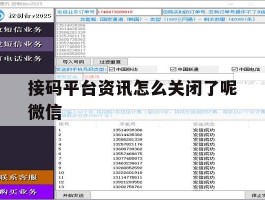 包含接码平台资讯怎么关闭了呢微信的词条