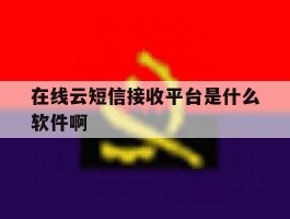 在线云短信接收平台是什么软件啊