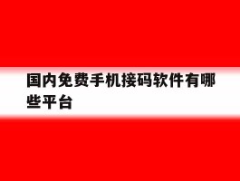 国内免费手机接码软件有哪些平台