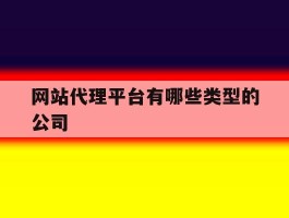 网站代理平台有哪些类型的公司