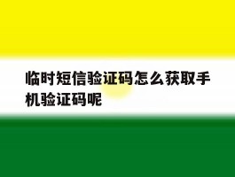 临时短信验证码怎么获取手机验证码呢