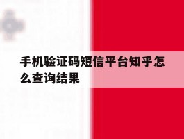手机验证码短信平台知乎怎么查询结果