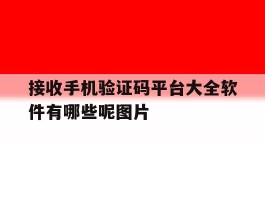 接收手机验证码平台大全软件有哪些呢图片的简单介绍