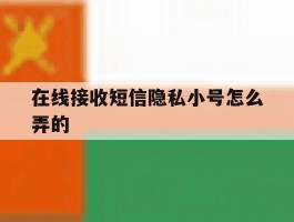 在线接收短信隐私小号怎么弄的