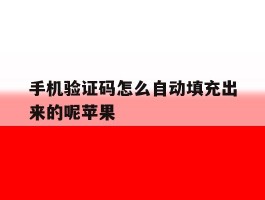手机验证码怎么自动填充出来的呢苹果