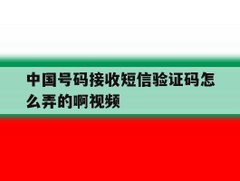 中国号码接收短信验证码怎么弄的啊视频