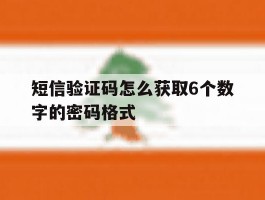 短信验证码怎么获取6个数字的密码格式