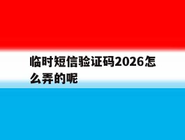 临时短信验证码2026怎么弄的呢