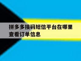 拼多多接码短信平台在哪里查看订单信息