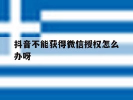 抖音不能获得微信授权怎么办呀