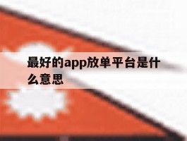 最好的app放单平台是什么意思