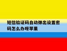 短信验证码自动弹出设置密码怎么办呀苹果