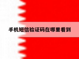 手机短信验证码在哪里看到的简单介绍