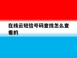 在线云短信号码查找怎么查看的