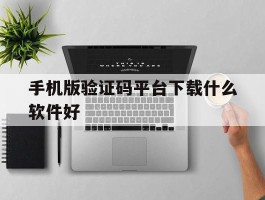 手机版验证码平台下载什么软件好
