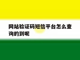 网站验证码短信平台怎么查询的到呢的简单介绍