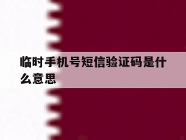 临时手机号短信验证码是什么意思