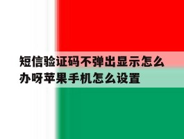 包含短信验证码不弹出显示怎么办呀苹果手机怎么设置的词条