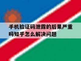 关于手机验证码泄露的后果严重吗知乎怎么解决问题的信息
