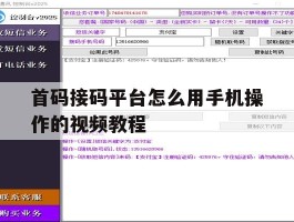 首码接码平台怎么用手机操作的视频教程