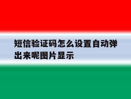 短信验证码怎么设置自动弹出来呢图片显示