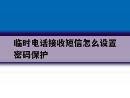 临时电话接收短信怎么设置密码保护