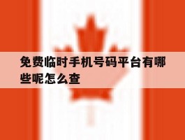 免费临时手机号码平台有哪些呢怎么查