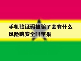 手机验证码被骗了会有什么风险嘛安全吗苹果