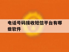 电话号码接收短信平台有哪些软件