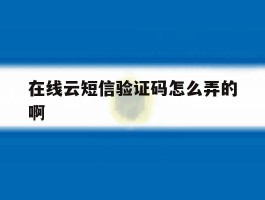 在线云短信验证码怎么弄的啊