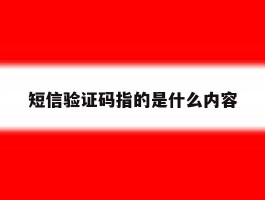 短信验证码指的是什么内容