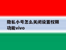 隐私小号怎么关闭设置权限功能vivo的简单介绍