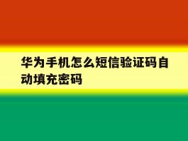 华为手机怎么短信验证码自动填充密码