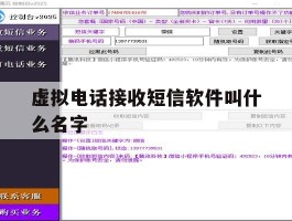 虚拟电话接收短信软件叫什么名字