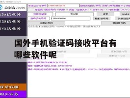 国外手机验证码接收平台有哪些软件呢