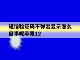 短信验证码不弹出显示怎么回事呢苹果12的简单介绍